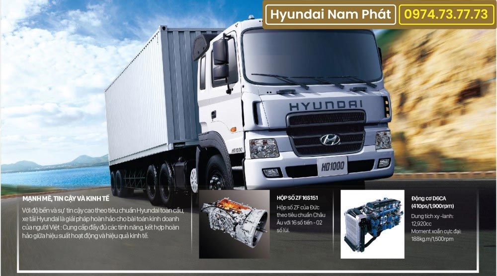 Xe Đầu Kéo Hyundai HD1000 Máy Điện Nhập Khẩu Hàn Quốc